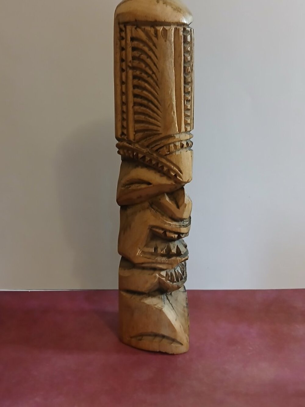 Hand Carved & Signed Wooden Tiki Totem-"Vili"